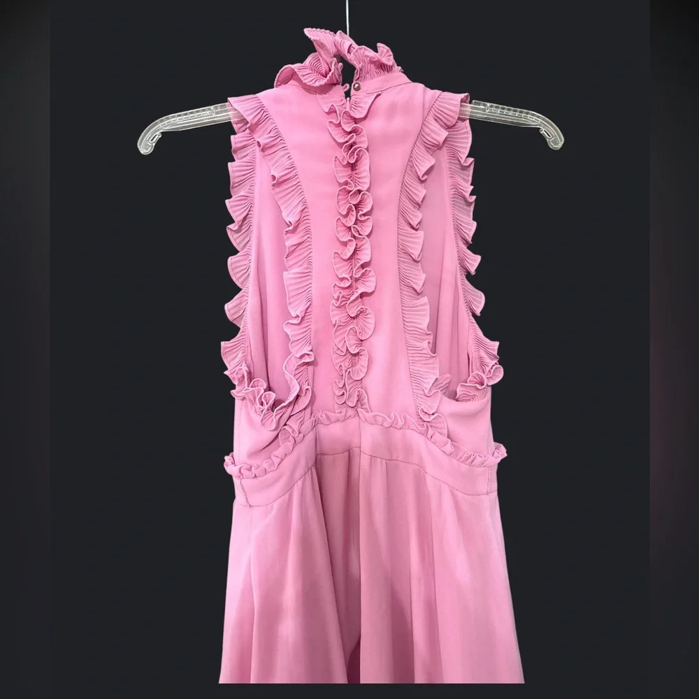 La Maison Talulah Anthropologie pink pleated asymmetrical flowy dress 4